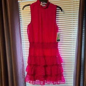 Sleeveless Pink Ruffle Dress